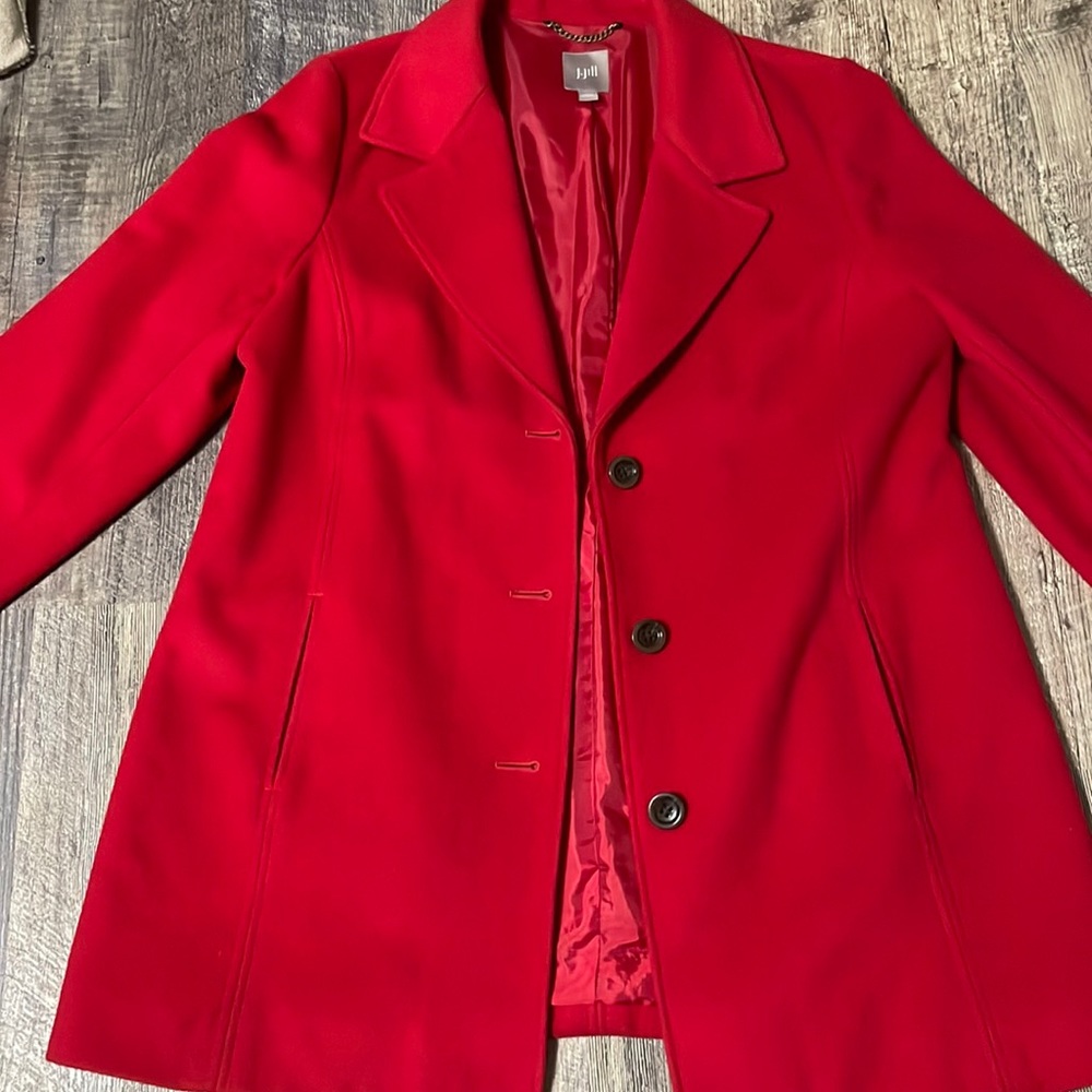 J JILL red long coat
